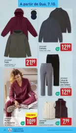 Folheto ALDI semana 41 Página 22: Pijama em Musselina €10,99, Up2fashion calças de bombazina para senhora €12,99