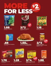 Hy-Vee weekly ad week 40 Page 3: MORE $2 FOR LESS or under BIRDS EYE Steamfresh Broccoli Porets Cooks in the Ba GARA simple