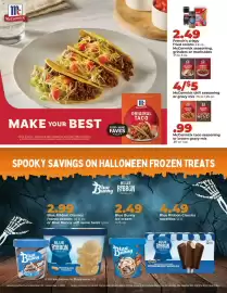 Hy-Vee weekly ad Page 2: McCormick taco seasoning or brown gravy mix €0,99, McCormick chili seasoning or gravy mix €5,00