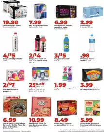 Hy-Vee weekly ad Page 8: Real Dough Pizza Co. sourdough crust pizza €10,99, Celsius energy drinks €19,98