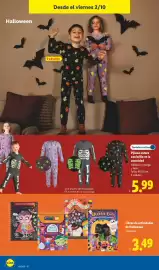 Catálogo Lidl | Halloween Página 18: Libros de actividades de Halloween €3,49, Pijama entero con brillo en la oscuridad €5,99