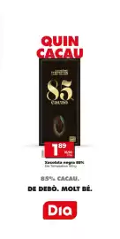 Folleto Dia semana 40 Página 9: Quin Cacau xocolata negra 85% €1,89