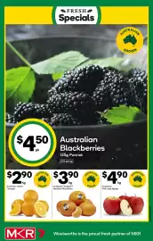 Woolworths catalogue week 40 Page 11: Australian Pink Lady Apples €4,90, Australian Tangold Seedless Mandarins €3,90
