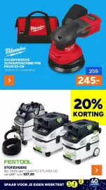 BOUWMAAT folder Pagina 5: Festool stofzuigers €527,20, Milwaukee excentrische schuurmachine m18 fros125-ob €245,00