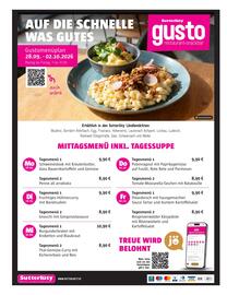 Sutterlüty Flugblatt Seite 8: AUF DIE SCHNELLE WAS GUTES Gustomenüplan 28.09. 02.10.2026 Montag bis Freitag, 11 bis 14 Uhr S