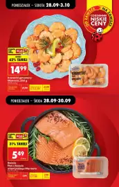 Biedronka gazetka tydzień 40 Strona 7: Świeży filet z łososia atlantyckiego Marinero €5,49, Krewetki gotowane Marinero €14,99