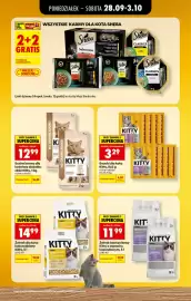 Biedronka gazetka tydzień 40 Strona 5: Snacki dla kota Kitty 8-pak €3,29, Sucha karma dla kota bez dodatku zbóż Kitty €12,99