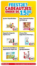 Kruidvat folder | Speelgoed Pagina 3: FEESTJE?? CADEAUTJES ONDER DE 1500 Houten Stapelblokken 1 ST Bayer Topmodel Kapkop met