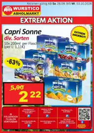 Wurstico Flugblatt woche 39 Seite 1: Capri Sonne €2,22