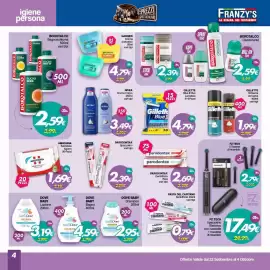 Volantino Franzy's settimana 40 Pagina 4: Pasta del Capitano Dentifricio €0,79, Amuchina salviette xgerm €1,69