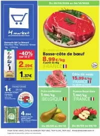 Catalogue Hmarket semaine 40 page 1: Basse-côte de bœuf €8,99, LE RENARD SEMOULE €1,37
