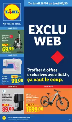 Lidl | Du 28/09 au 01/10 Les Exclus Web de la semaine (valable jusqu'au 1-10)