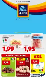 Volantino ALDI settimana 41 Pagina 1: Ciliegine di scamorza affumicate Bonlà €1,99, I colori del sapore castagne €3,49