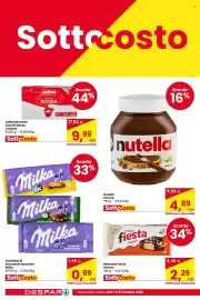 Volantino Despar Pagina 4: Tavoletta di cioccolato assortita Milka €0,99, Merenda Fiesta Ferrero €2,29