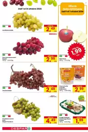 Volantino Despar Pagina 8: Uva Red Globe €2,49, Uva Bianca senza semi Despar Premium €4,49
