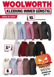 Woolworth Prospekt Seite 1: Damen-Leichtsteppjacke €10,00, Herren Hoodies €5,55