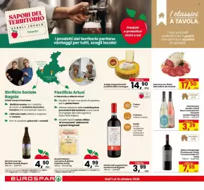 Volantino Eurospar Pagina 12: Bianco Garganega Chardonnay, Rosso Corvina Veneto IGT Scaia €7,99, Birra Oh Issa! Ipa €4,90