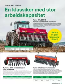Felleskjøpet kundeavis Side 43: Tume KL 2500 kombisåmaskin med skållabber, Tume CK såmaskin med skåler