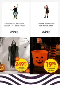 EKO reklamblad vecka 40 Sida 4: Godisspann Halloween €19,95, HISAB JOKER Costume Carry Me Zombie €399,95