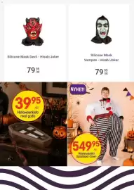 EKO reklamblad vecka 40 Sida 5: Maskeraddräkt Uppblåsbar Clown €549,95, Silicone Mask Devil - Hisab/Joker €79,95