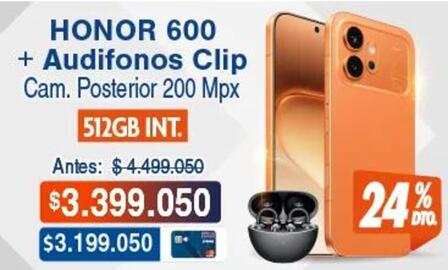 Catálogo Alkosto Página 8: Honor - honor 600 + audifonos clip cam. posterior 200 mpx €3.199.050,00