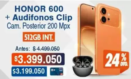 Catálogo Alkosto Página 8: Honor - honor 600 + audifonos clip cam. posterior 200 mpx €3.199.050,00