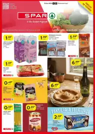 Folheto Spar Página 1: Massa spar esparguete €0,59, Preparado sicosta pizza bacon / chouriço / fiambre €1,99