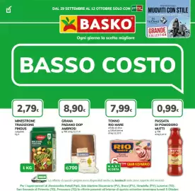 Volantino Basko Pagina 1: Minestrone tradizione Findus €2,79, Grana Padano DOP Ambrosi €8,90