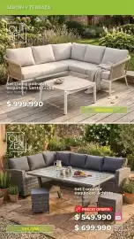Catálogo Easy Página 10: Set living poliratán esquinero santa giulia €999.990,00, Set Comedor esquinero Achiote €549.990,00