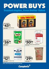 Campbells Wholesale catalogue Page 2: Essentials by Chefs Black Label Vegetable Oil €50,00, Nestle Milo €26,99