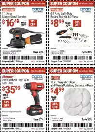Harbor Freight Tools weekly ad Page 5: Warrior 1.1 Amp Corner/Detail Sander €16,49, Bauer 20V Cordless Heat Gun €35,99