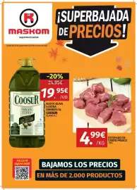 Folleto Maskom Supermercados Página 1: Coosur - aceite oliva v. extra €19,95, Estufa de cerdo fresco €4,99