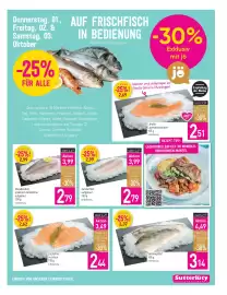 Sutterlüty Flugblatt woche 40 Seite 7: Saiblingsfilet €3,14, Lachsfilet mit Haut €2,44