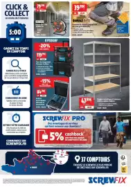 Catalogue Screwfix page 12: Étagère métallique €47,99, Coffret de 8 trépans diamant et accessoires €84,99
