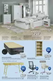 Catalogue JYSK page 4: BREDENG Matelas gonflable €35,00, MARKSKELE Bibliothèque €150,00