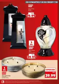 Kaufland gazetka tydzień 40 Strona 9: 20h wys. 9 cm śr. 24 cm Znicz otwarty Misa z 3 knotami, gramatura 1200 g OD CZWARTKU