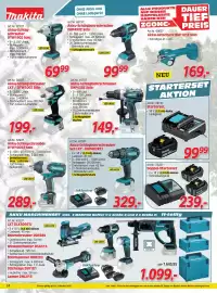 Zgonc Flugblatt Seite 10: Akku-Schlagbohrschrauber DHP458Z Solo €149,00, Makita Starterset €99,99