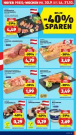Hofer Flugblatt woche 40 Seite 11: Almare Seafood Räucherlachs €3,49, Aufschnitt Hauchfein €1,99