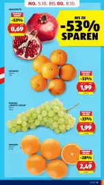 Hofer Flugblatt woche 40 Seite 23: Trauben "Crunchy Dream" €1,99, Orangen Klasse I €2,49