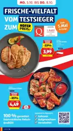 Hofer Flugblatt woche 40 Seite 24: Sonnhof Maishendl-Flügerl €4,49, Sonnhof leichte steaks €3,99