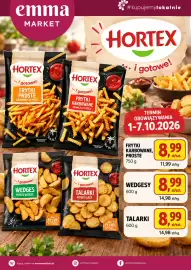 EMMA market gazetka tydzień 40 Strona 1: Wedgesy Hortex €8,99, Frytki karbowane Hortex €8,99