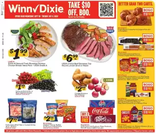 Winn Dixie weekly ad week 40 Page 1: Sanderson Farms 100% All Natural Fresh Boneless Skinless Chicken Breast Value Pack €1,99