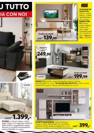 Volantino Dipo Arredamenti Pagina 39: Parete soggiorno Trend Factory €399,00, Divano Kawoo in tessuto Hydra €1.399,00