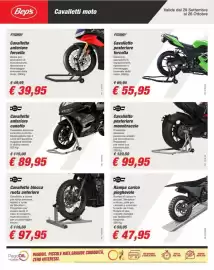 Volantino Bep's Pagina 6: Cavalletto anteriore forcella Fitzroy €39,95, Cavalletto blocca ruota anteriore Balzac €97,95