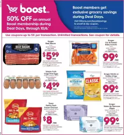 Dillons weekly ad week 40 Page 8: Kroger cut & peeled baby carrots €0,99, Kroger beef bacon €5,99