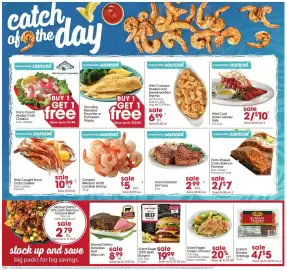 Giant Eagle weekly ad week 40 Page 4: Wild Colossal Peeled and Deveined Red Shrimp €6,99, Anova Seared Ahi Tuna €2,99