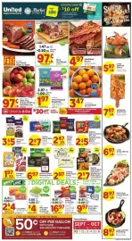 United Supermarkets weekly ad week 40 Page 1: Pork Butt Roast €0,97, Ozarka Spring Water €7,00
