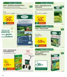 Horta folder Pagina 16: Horta - bodemverbeteraar voor gazon €18,75, Horta - herstelgazon €10,71
