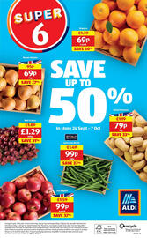 Aldi leaflet Page 20: Cox Apples €0,99, Red Grapes €1,29