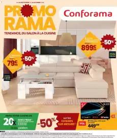 Catalogue Conforama page 1: Osaka Table basse €79,99, Beverly Canapé convertible réversible €899,99